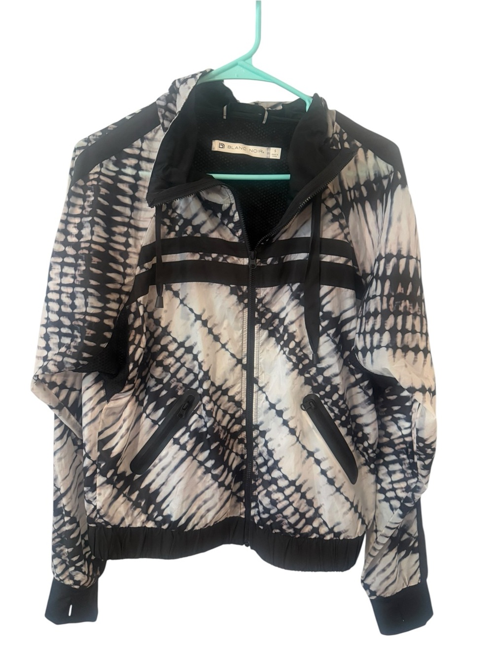 Blanc Noir Black & White Tie-Dye Zip Track Jacket size small